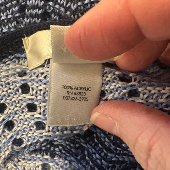 Open-Front Cardigan Sweater 2X CJ Banks Blue Navy Lightweight Open Weave - Picture 6 of 8